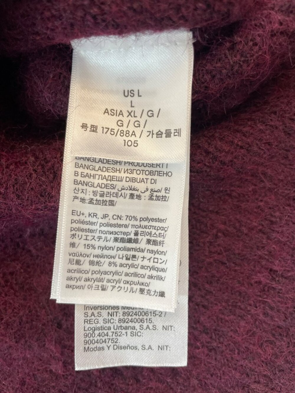Calvin Klein Burgundy Cropped Button-Up Cardigan Sweater Fuzzy Wmn's Sz L NWOT - Picture 7 of 7